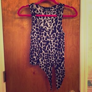 Objex leopard print tie top